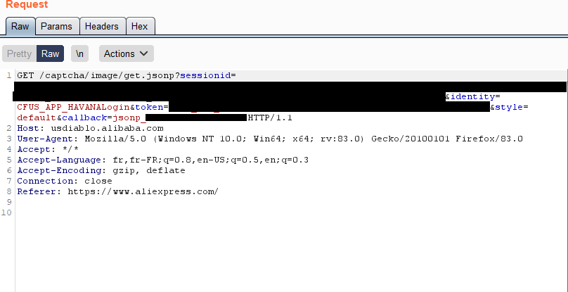 Requête HTTP du captcha dans le proxy