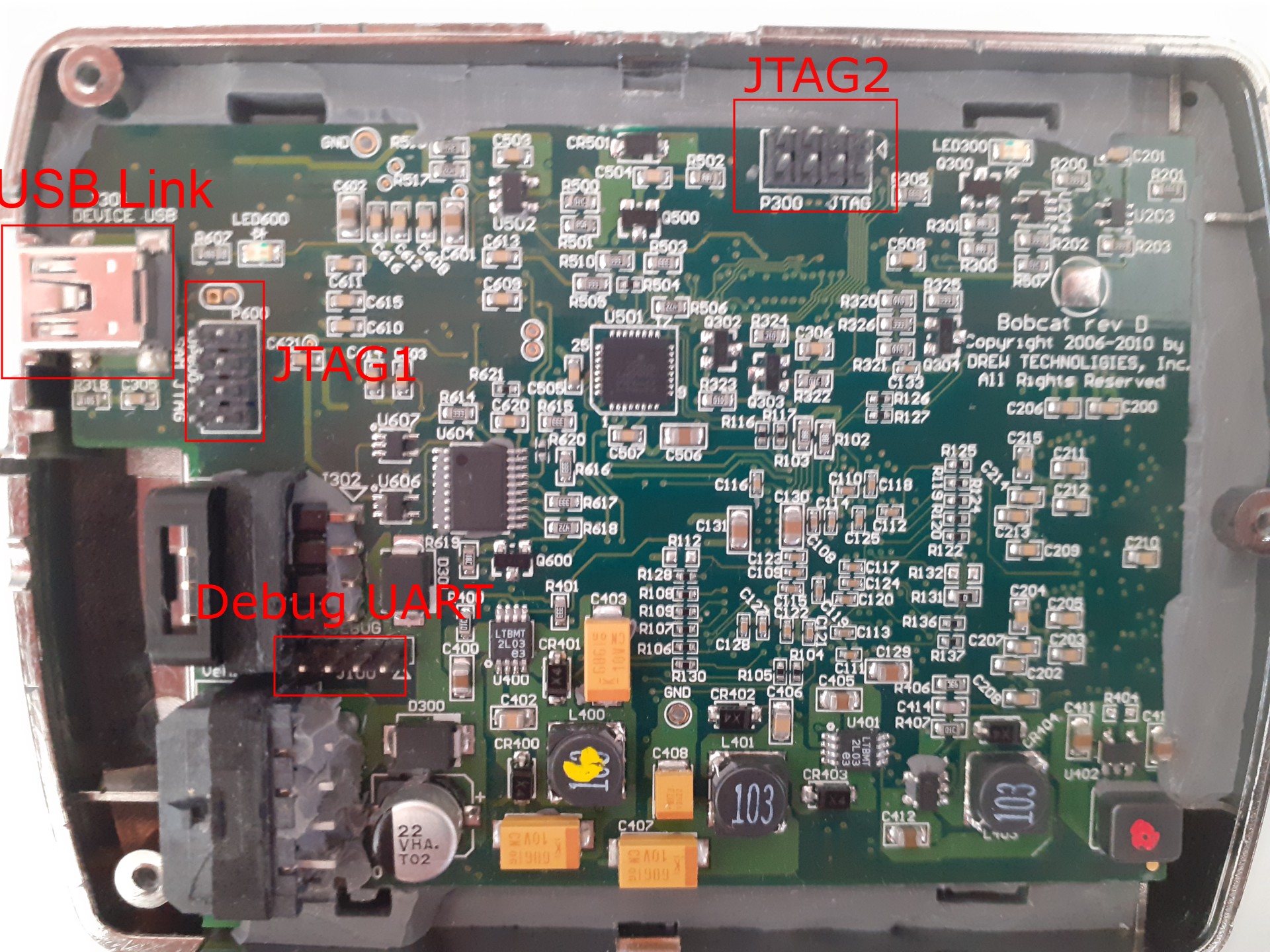 Broches de debug sur le PCB
