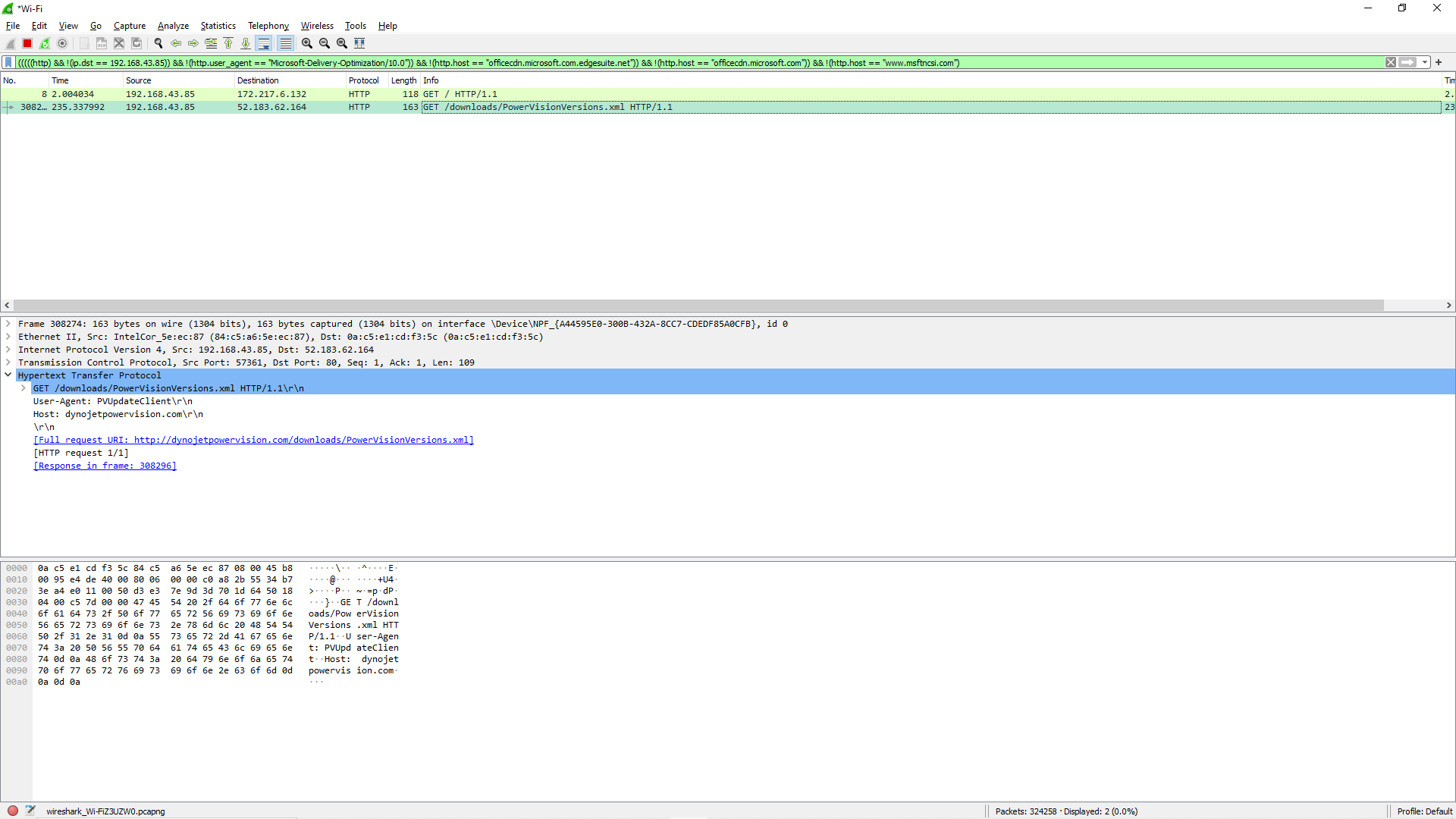 PVUpdateClient et Wireshark