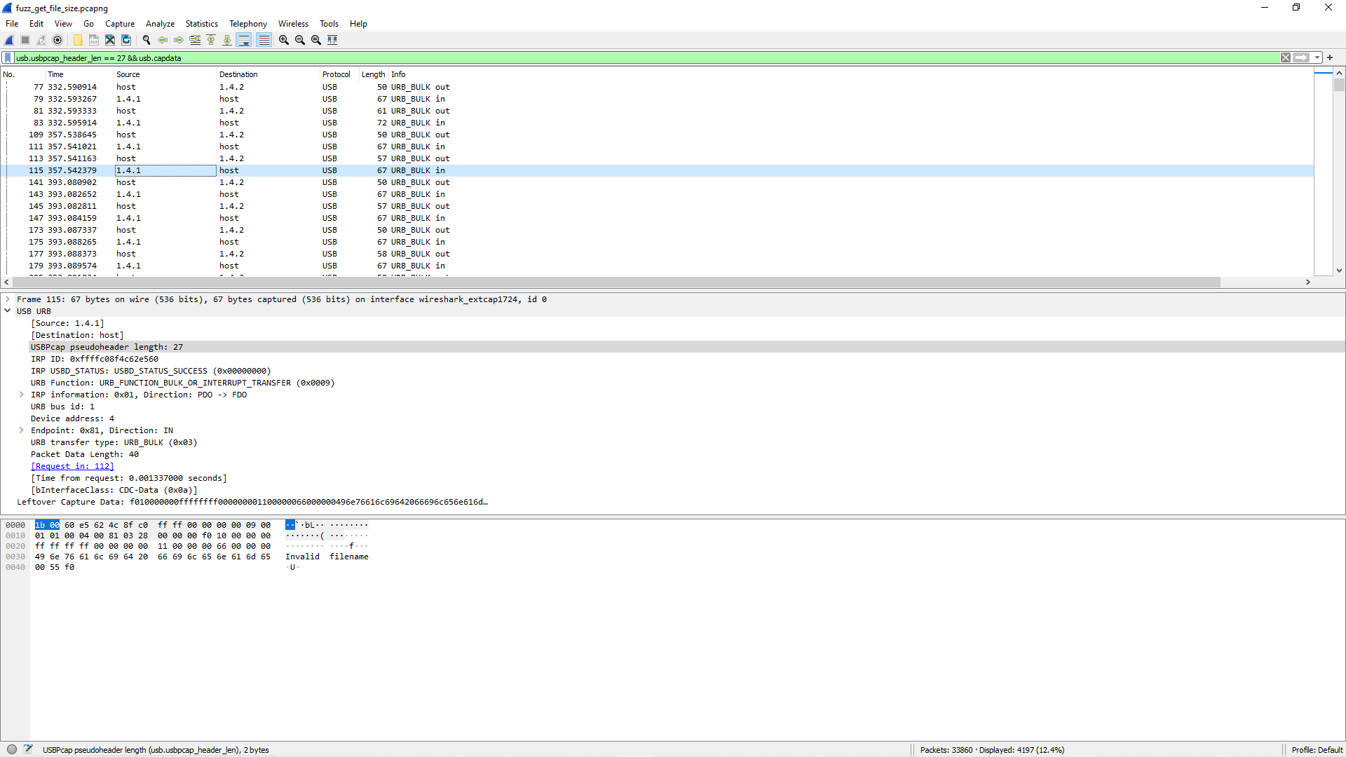Capture USB avec USBPcap